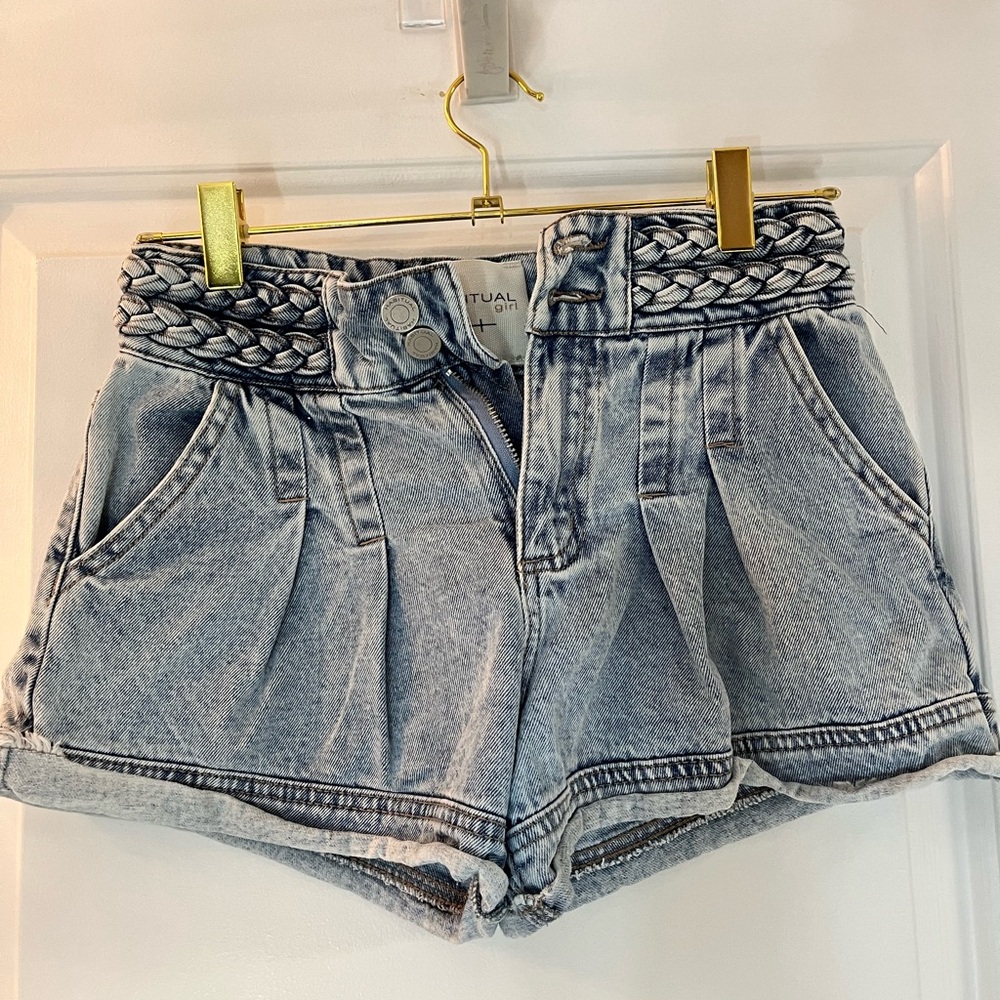 Habitual girls braided denim shorts